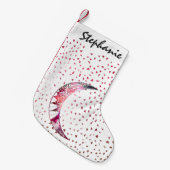 威厳のあるな月の手描きの星雲の抽象芸術の星 スモールクリスマスストッキング (正面 (吊り時))