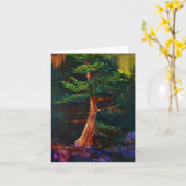 威厳のあるな松の木の芸術カード カード (黄色い花)