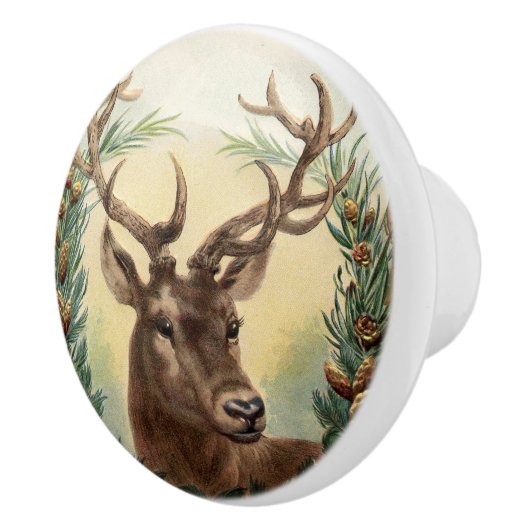 威厳のあるな(雄ジカの)枝角を搭載する美しい雄鹿のシカ セラミックノブ (右)