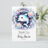 威厳のあるエレガントイルカの赤ちゃん サンキューカード (スタンド正面)