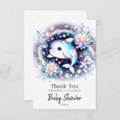 威厳のあるエレガントイルカの赤ちゃん サンキューカード (正面/裏面)