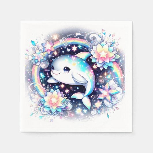 威厳のあるエレガントイルカの赤ちゃん スタンダードカクテルナプキン (正面)