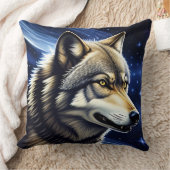 威厳のあるオオカミ クッション (ブランケット)