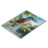 威厳のあるカワセミ、野鳥自然名勝川 ノートブック (左側)
