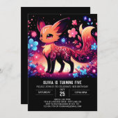 威厳のあるキツネデジタル誕生日 招待状 (正面/裏面)