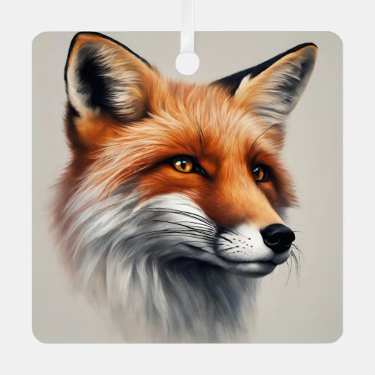 威厳のあるキツネ メタルオーナメント (正面)