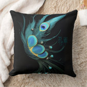 威厳のあるクジャク羽根/装飾用クッション クッション (ブランケット)