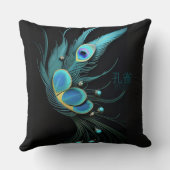 威厳のあるクジャク羽根/装飾用クッション クッション (裏面)