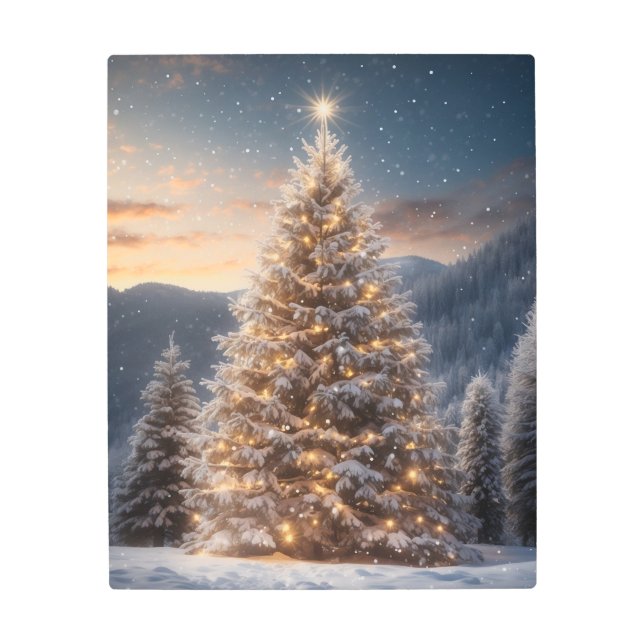 威厳のあるクリスマスツリーデザイン2 メタルプリント (正面)