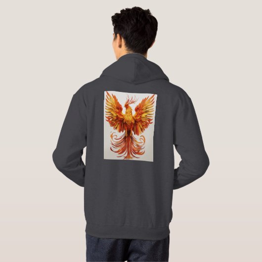 威厳のあるゴールデンファイアーイーグルデザインフード付きスウェットシャツ* パーカ (裏面フル)