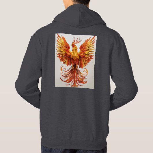 威厳のあるゴールデンファイアーイーグルデザインフード付きスウェットシャツ* パーカ (裏面)