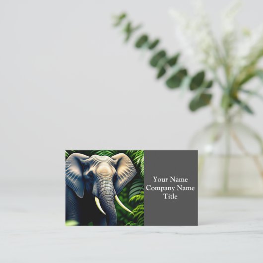 威厳のあるジャングルゾウ – 野生と無料 名刺 (スタンド正面)
