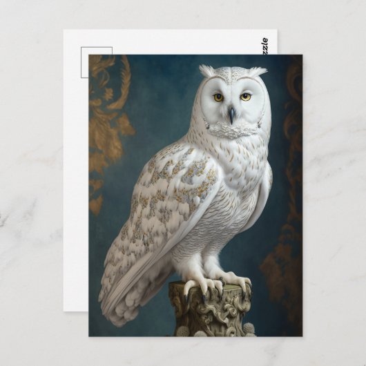 威厳のあるスノーフクロウ葉書 ポストカード (正面/裏面)