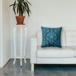 威厳のあるターコイズフローラBrocade クッション