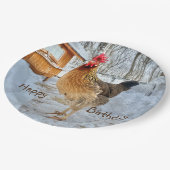 威厳のあるチキンハッピーバースデー ペーパープレート (アングル)