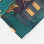 威厳のあるティール（緑がかった色）ドラゴンズアンドヴィレッジ フリースブランケット (角)