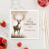 威厳のあるトナカイパーソナライズされたクリスマス スタンダードランチョンナプキン (インサイチュ)