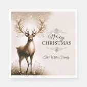 威厳のあるトナカイパーソナライズされたクリスマス スタンダードランチョンナプキン (正面)