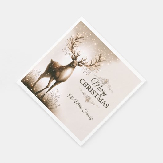 威厳のあるトナカイパーソナライズされたクリスマス スタンダードランチョンナプキン (角)