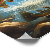 威厳のあるトラウト湖を捕獲するワシ16x20 ポスター (角)