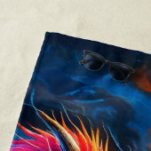 威厳のあるドラゴンと人魚を夕日にビーチ ビーチタオル (インサイチュ)