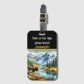 威厳のあるバッファローバイザトランクマウンテンリバー ラゲッジタグ (正面縦)