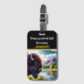 威厳のあるバッファローバイザトランクリバーアットサンライズ ラゲッジタグ (正面縦)