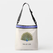 威厳のあるピーコック&スターズオンアイボリー クロスボディバッグ (裏面)