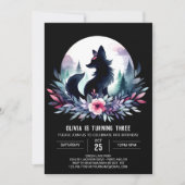 威厳のあるファンタジーウルフ誕生日 招待状 (正面)