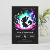 威厳のあるファンタジー猫誕生日 招待状 (スタンド正面)