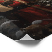 威厳のあるブラックサンタ付きウッドランドディアー ポスター (角)