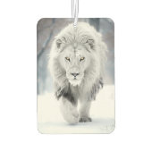 威厳のあるホワイトライオンインウィンターワンダーランドデザイン カーエアーフレッシュナー (裏面)