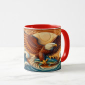 威厳のあるワシが魚を掴む36x24 マグカップ (正面右)