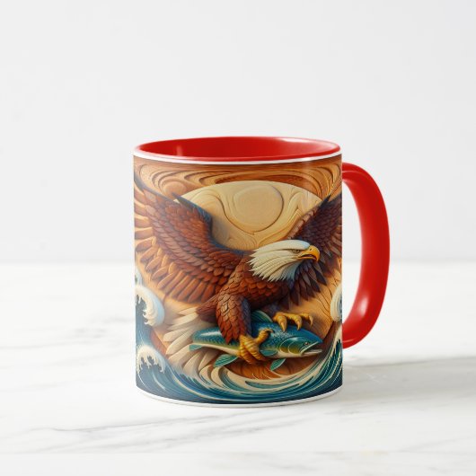 威厳のあるワシが魚を掴む36x24 マグカップ (正面右)