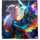 威厳のある万華鏡のように千変万化するパターンフェニックス鮮やかカラー シャワーカーテン (正面)