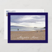 威厳のある夕日を待つビーチの人々 ポストカード (正面/裏面)