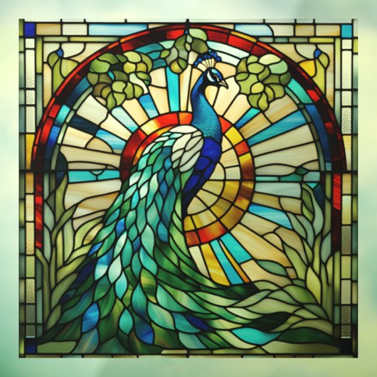 威厳のある孔雀ステンドガフェイクラス ウィンドウサイン (シート3)