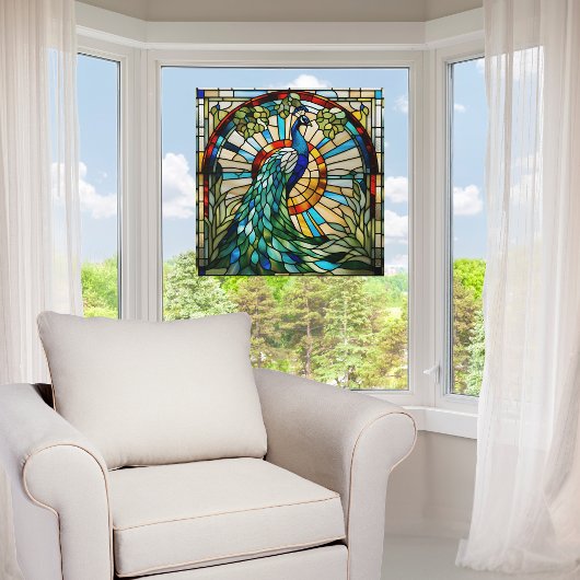 威厳のある孔雀ステンドガフェイクラス ウィンドウサイン