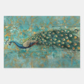 威厳のある孔雀セットデコページ ラッピングペーパーシート (正面)