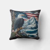 威厳のある山と海を見下ろすイーグル クッション (裏面)