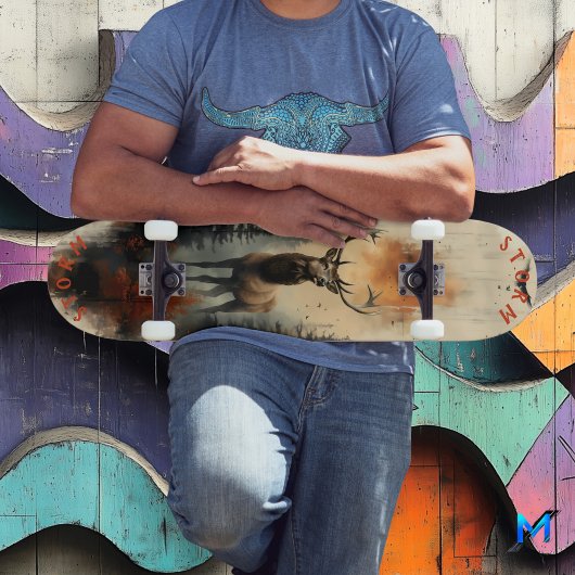 威厳のある山林の霧、レトロ荒野 スケートボード