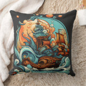 威厳のある帆船 – セーリングザシーズ装飾用クッション クッション (ブランケット)