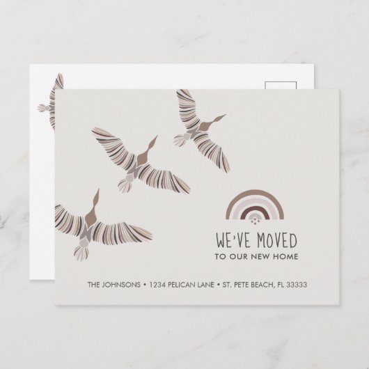 威厳のある引っ越しましたを新しい家へ 案内ポストカード (正面/裏面)