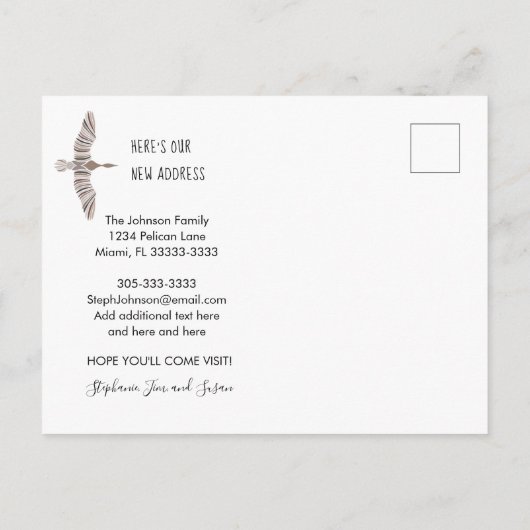 威厳のある引っ越しましたを新しい家へ 案内ポストカード (裏面)