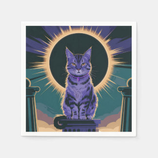 威厳のある日食の下に座っ太陽のている猫 スタンダードカクテルナプキン