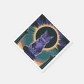 威厳のある日食の下に座っ太陽のている猫 スタンダードカクテルナプキン (角)