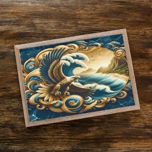 威厳のある水飛んでいるの上の鷲 ポスター