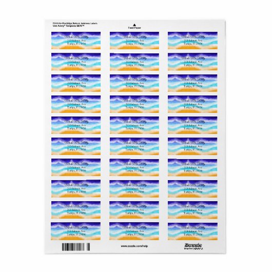 威厳のある海ウェーブブルーとティール（緑がかった色）サンディショア ラベル (フルシート)