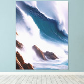 威厳のある海絵画波 キャンバスプリント (インサイチュ (ウッドフロア))