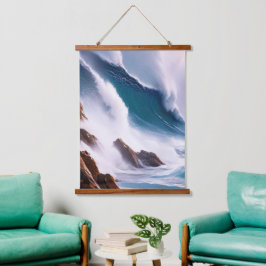 威厳のある海絵画波 吊り下げ型タペストリー